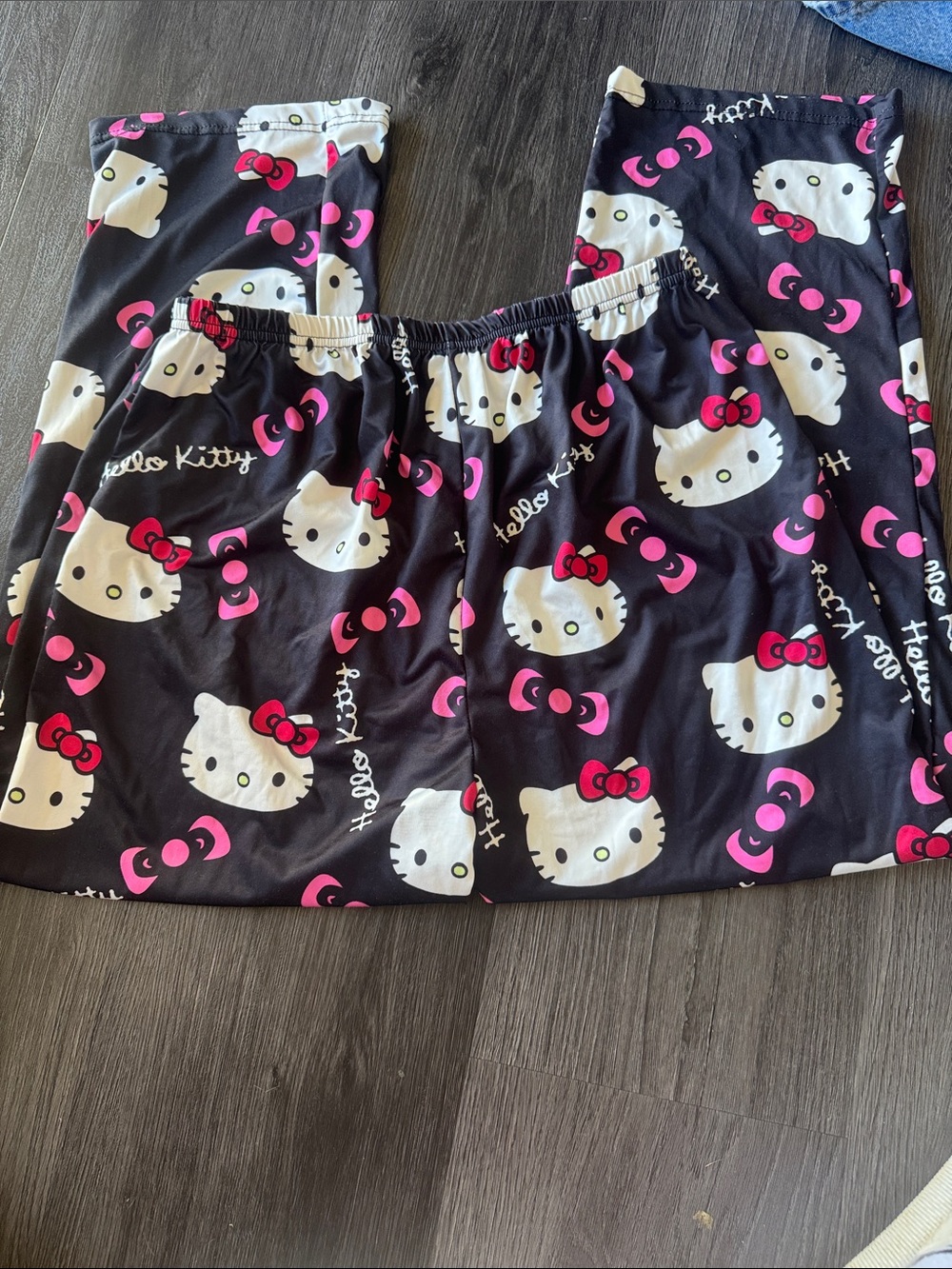 Hello Kitty Black, White & Pink Kids Pajama Bottoms